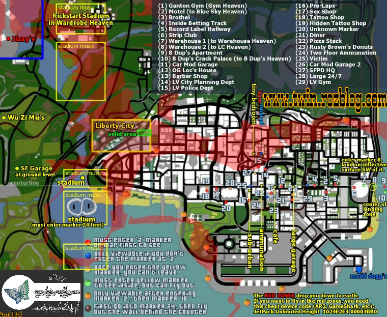 نقشه مکان های مخفی بازی GTA sanandreas